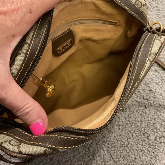 Gucci Vintage 90s Monogram Brown Leather Crossbody Purse Shoulder Bag Y2K Gift! - Picture 11 of 12